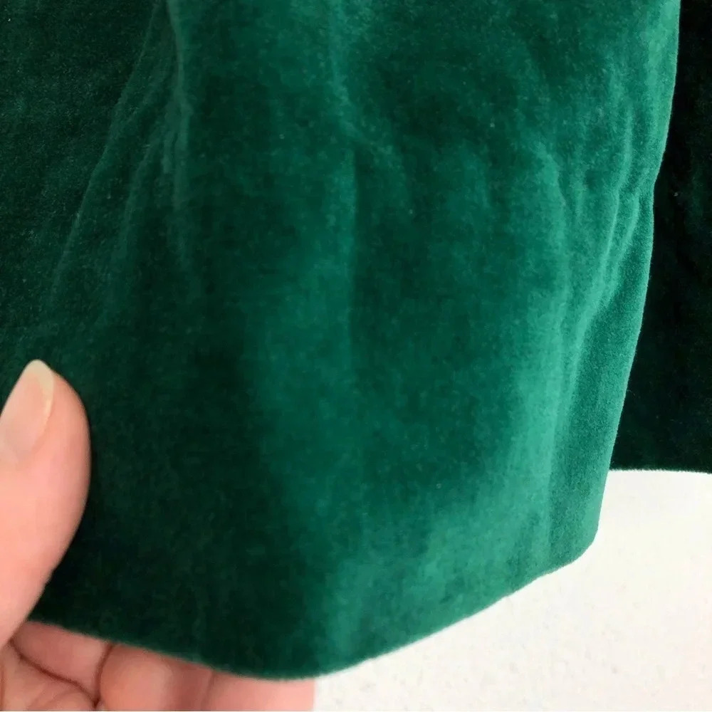 Strasburg Christmas dress green velvet, embroidered collar & satin sash 6 month - Picture 9 of 11
